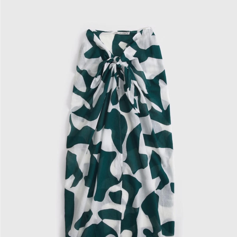 Abercrombie & Fitch Green and White Sarong Swim Cover-Up
